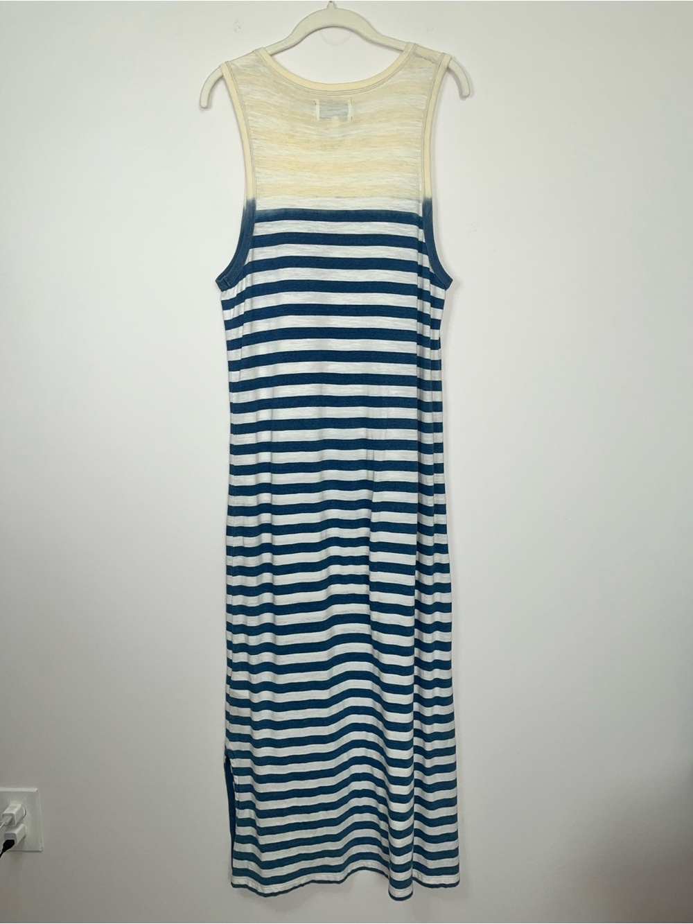 Current/Elliott The Perfect Muscle Tee Striped Maxi Dress Blue Cream Sz 1 Small - Picture 6 of 10